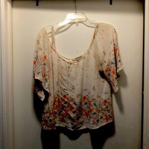 Forever 21 , flower print off the shoulders top.
